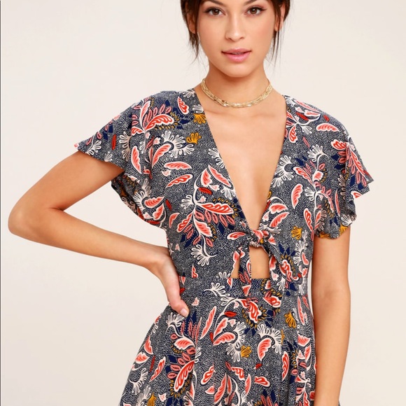 Lulus Navy Blue Print Romper - Picture 3 of 5